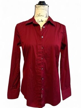 Ann Taylor Burgundy Button-Down Shirt